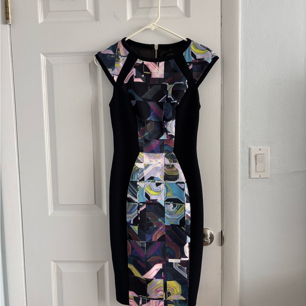 Ted Baker Navy and Multicolor Midi Dress